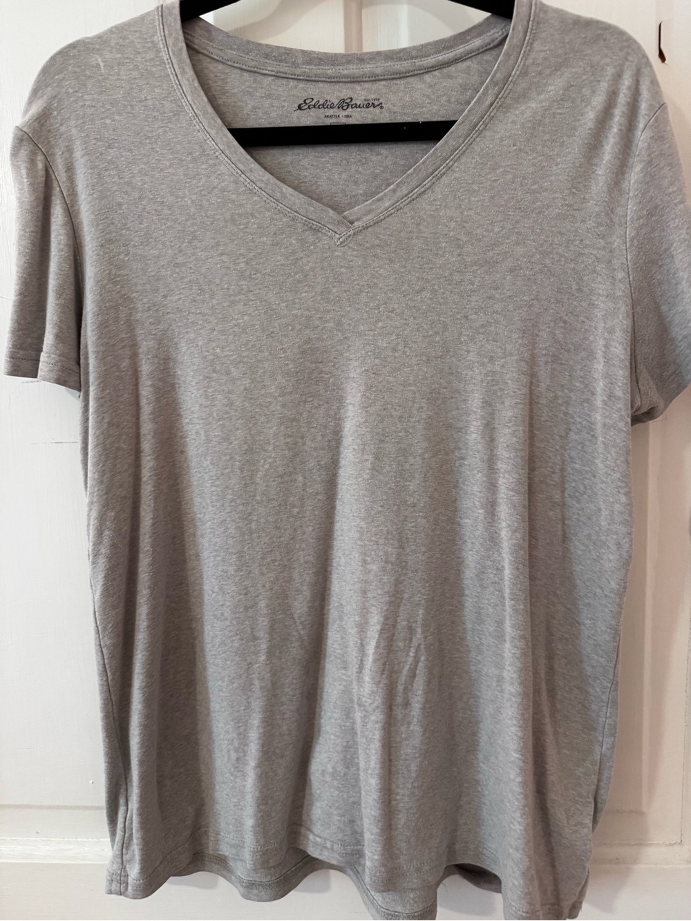 Eddie Bauer Gray V‑Neck Short Sleeve Tee